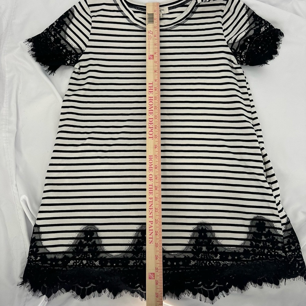 Umgee Tunic Top/Dress Sz S Boho Striped‎ Black Lace Detail Pockets Whimsigoth - Picture 8 of 8